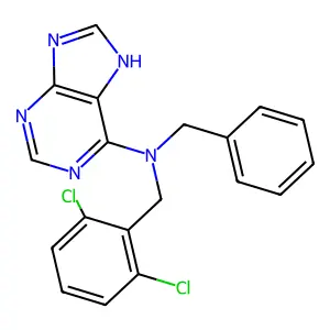 N-benzyl-N-(2,6-dichlorobenzyl)-7H-purin-6-amine structure