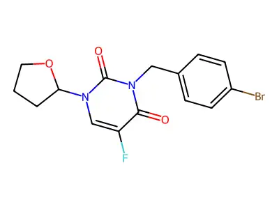 3-[(4-Bromophenyl)methyl]-5-fluoro-1-(tetrahydro-2-furanyl)-2,4(1H,3H)-pyrimidinedione structure
