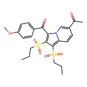 1-[3-(4-Methoxybenzoyl)-1,2-bis(propylsulfonyl)indolizin-6-yl]ethanone structure