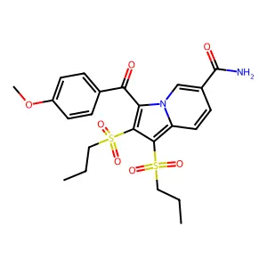 3-(4-Methoxybenzoyl)-1,2-bis(propylsulfonyl)indolizine-6-carboxamide structure