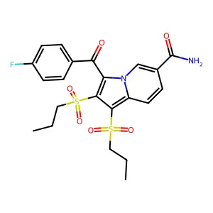 3-(4-Fluorobenzoyl)-1,2-bis(propylsulfonyl)indolizine-6-carboxamide structure