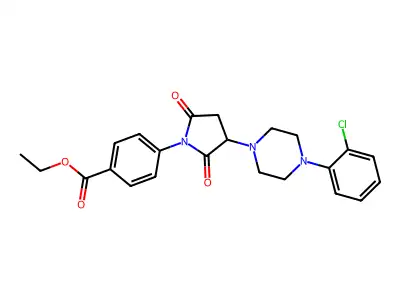 Ethyl 4-{3-[4-(2-chlorophenyl)piperazin-1-yl]-2,5-dioxopyrrolidin-1-yl}benzoate structure
