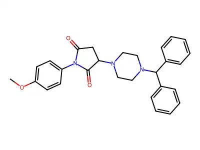 3-[4-(Diphenylmethyl)piperazin-1-yl]-1-(4-methoxyphenyl)pyrrolidine-2,5-dione structure
