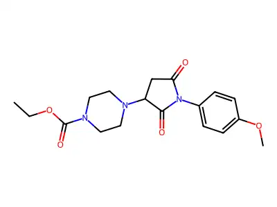 Ethyl 4-[1-(4-methoxyphenyl)-2,5-dioxopyrrolidin-3-yl]piperazine-1-carboxylate structure