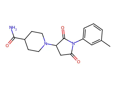 1-[1-(3-Methylphenyl)-2,5-dioxopyrrolidin-3-yl]piperidine-4-carboxamide structure