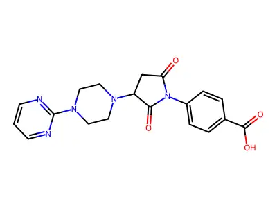 4-{2,5-Dioxo-3-[4-(pyrimidin-2-yl)piperazin-1-yl]pyrrolidin-1-yl}benzoic acid structure