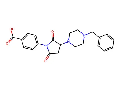 4-[3-(4-Benzylpiperazin-1-yl)-2,5-dioxopyrrolidin-1-yl]benzoic acid structure