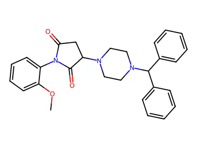 3-[4-(Diphenylmethyl)piperazin-1-yl]-1-(2-methoxyphenyl)pyrrolidine-2,5-dione structure