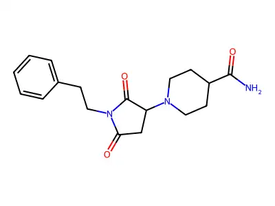 1-[2,5-Dioxo-1-(2-phenylethyl)pyrrolidin-3-yl]piperidine-4-carboxamide structure