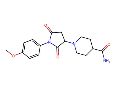 1-[1-(4-Methoxyphenyl)-2,5-dioxopyrrolidin-3-yl]piperidine-4-carboxamide structure