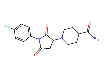 1-[1-(4-Fluorophenyl)-2,5-dioxopyrrolidin-3-yl]piperidine-4-carboxamide structure