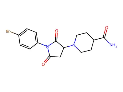 1-[1-(4-Bromophenyl)-2,5-dioxopyrrolidin-3-yl]piperidine-4-carboxamide structure