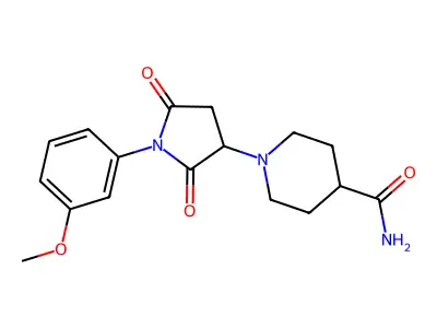 1-[1-(3-Methoxyphenyl)-2,5-dioxopyrrolidin-3-yl]piperidine-4-carboxamide structure