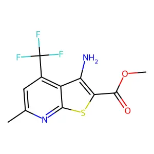 Methyl 3-amino-6-methyl-4-(trifluoromethyl)thieno[2,3-b]pyridine-2-carboxylate structure