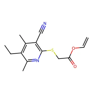 Vinyl 2-(3-cyano-5-ethyl-4,6-dimethyl-2-pyridylthio)acetate structure