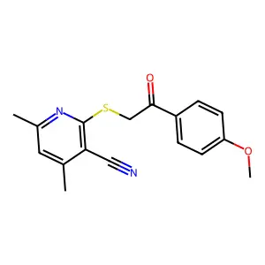 2-[2-(4-Methoxyphenyl)-2-oxoethyl]sulfanyl-4,6-dimethylpyridine-3-carbonitrile structure