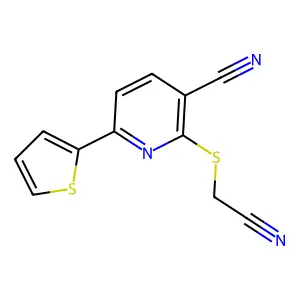 2-[(Cyanomethyl)sulfanyl]-6-(2-thienyl)nicotinonitrile structure