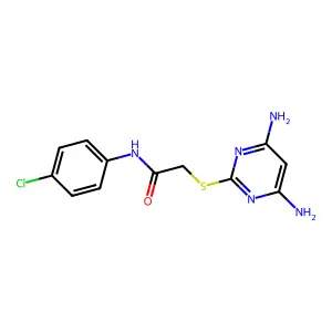 N-(4-chlorophenyl)-2-[(4,6-diamino-2-pyrimidinyl)sulfanyl]acetamide structure