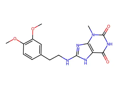8-[2-(3,4-dimethoxyphenyl)ethylamino]-3-methyl-7H-purine-2,6-dione structure