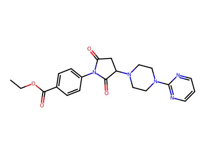 Ethyl 4-(2,5-dioxo-3-(4-(pyrimidin-2-yl)piperazin-1-yl)pyrrolidin-1-yl)benzoate structure