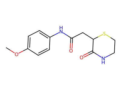 N-(4-methoxyphenyl)-2-(3-oxothiomorpholin-2-yl)acetamide structure