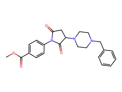 Methyl 4-[3-(4-benzylpiperazin-1-yl)-2,5-dioxopyrrolidin-1-yl]benzoate structure