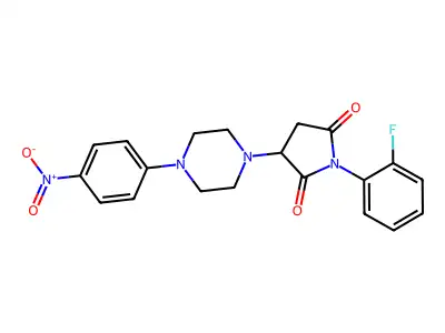 1-(2-Fluorophenyl)-3-[4-(4-nitrophenyl)piperazin-1-yl]pyrrolidine-2,5-dione structure