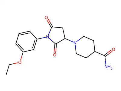 1-[1-(3-Ethoxyphenyl)-2,5-dioxopyrrolidin-3-yl]piperidine-4-carboxamide structure