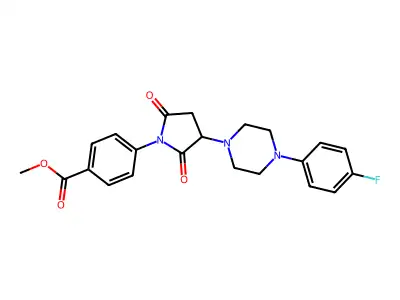 Methyl 4-[3-[4-(4-fluorophenyl)piperazin-1-yl]-2,5-dioxopyrrolidin-1-yl]benzoate structure