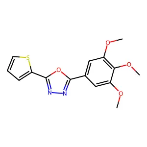 2-Thiophen-2-yl-5-(3,4,5-trimethoxyphenyl)-1,3,4-oxadiazole structure