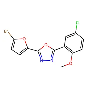 2-(5-Bromofuran-2-yl)-5-(5-chloro-2-methoxyphenyl)-1,3,4-oxadiazole structure
