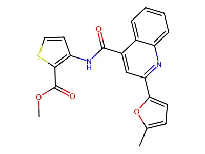 methyl 3-({[2-(5-methyl-2-furyl)-4-quinolinyl]carbonyl}amino)-2-thiophenecarboxylate structure