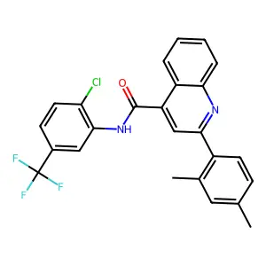 N-[2-chloro-5-(trifluoromethyl)phenyl]-2-(2,4-dimethylphenyl)quinoline-4-carboxamide structure