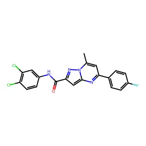 N-(3,4-dichlorophenyl)-5-(4-fluorophenyl)-7-methylpyrazolo[1,5-a]pyrimidine-2-carboxamide structure