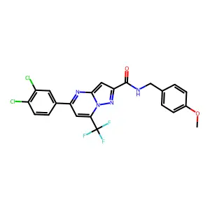 5-(3,4-dichlorophenyl)-N-(4-methoxybenzyl)-7-(trifluoromethyl)pyrazolo[1,5-a]pyrimidine-2-carboxamide structure