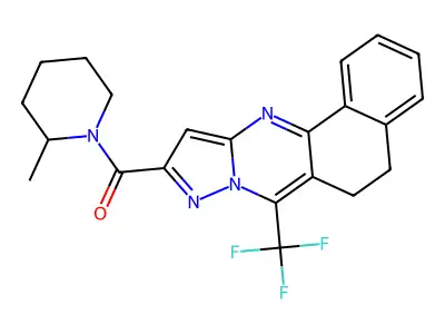 (2-methylpiperidin-1-yl)(7-(trifluoromethyl)-5,6-dihydrobenzo[h]pyrazolo[5,1-b]quinazolin-10-yl)methanone structure