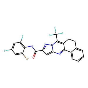 N-(2-bromo-4,6-difluorophenyl)-7-(trifluoromethyl)-5,6-dihydrobenzo[h]pyrazolo[5,1-b]quinazoline-10-carboxamide structure