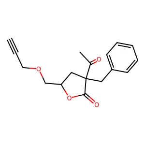 2(3H)-Furanone, dihydro-3-acetyl-3-benzyl-5-(2-propynyloxymethyl)- structure