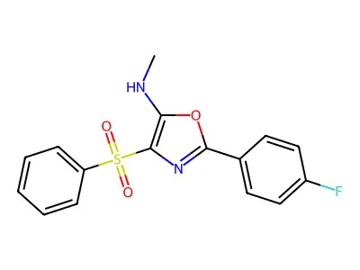 2-(4-fluorophenyl)-N-methyl-4-(phenylsulfonyl)oxazol-5-amine structure
