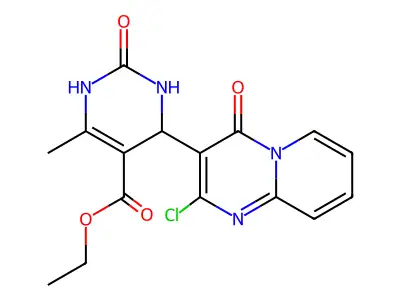 ethyl 4-(2-chloro-4-oxo-4H-pyrido[1,2-a]pyrimidin-3-yl)-6-methyl-2-oxo-1,2,3,4-tetrahydropyrimidine-5-carboxylate structure