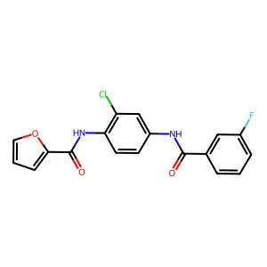 N-{2-chloro-4-[(3-fluorobenzoyl)amino]phenyl}-2-furamide structure