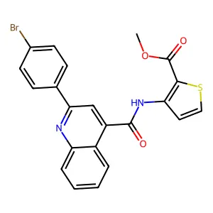 Methyl 3-[[2-(4-bromophenyl)quinoline-4-carbonyl]amino]thiophene-2-carboxylate structure