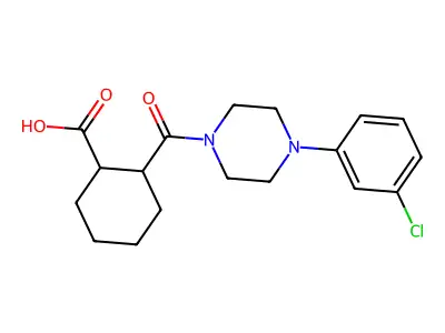 2-{[4-(3-Chlorophenyl)piperazin-1-yl]carbonyl}cyclohexanecarboxylic acid structure