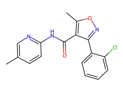 3-(2-chlorophenyl)-5-methyl-N-(5-methylpyridin-2-yl)-1,2-oxazole-4-carboxamide structure