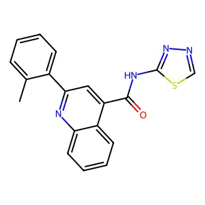 2-(2-methylphenyl)-N-(1,3,4-thiadiazol-2-yl)quinoline-4-carboxamide structure
