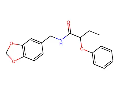 N-(1,3-benzodioxol-5-ylmethyl)-2-phenoxybutanamide structure