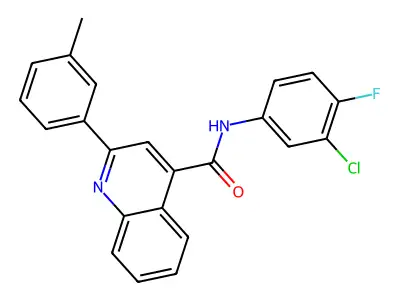 N-(3-chloro-4-fluorophenyl)-2-(3-methylphenyl)quinoline-4-carboxamide structure