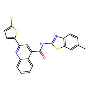 2-(5-chlorothiophen-2-yl)-N-(6-methyl-1,3-benzothiazol-2-yl)quinoline-4-carboxamide structure
