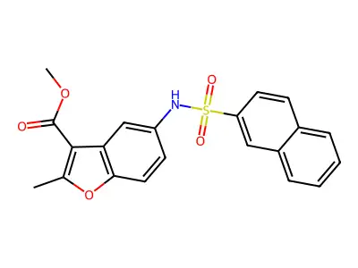 Methyl 2-methyl-5-[(2-naphthylsulfonyl)amino]-1-benzofuran-3-carboxylate structure