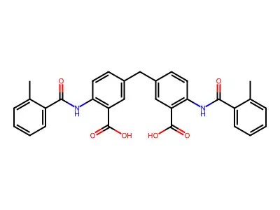 5,5'-Methylenebis(2-(2-methylbenzamido)benzoic acid) structure